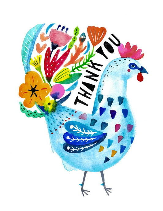 Blue Rooster Thank You Greeting Card