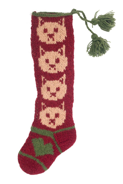 Kitty Hand Knit Wool Stocking