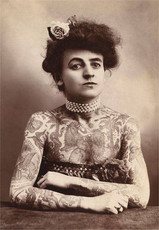 Tattooed Woman with Pearl Choker Magnet