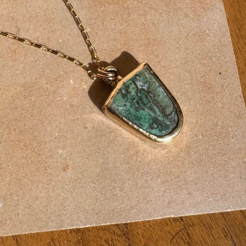 CHRYSOCOLLA NECKLACE / BRONZE & GOLD-FILL