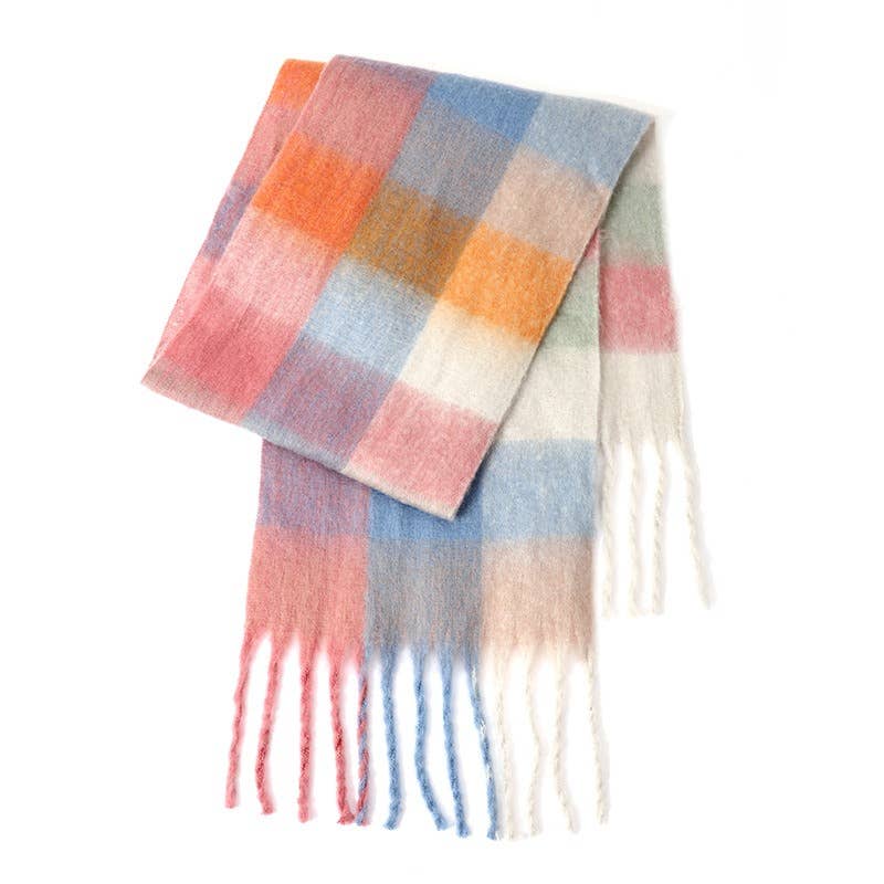Color Block Plaid Scarf