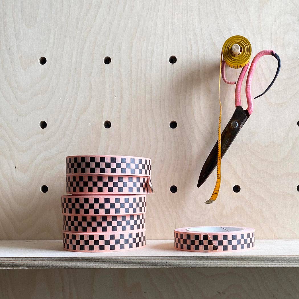 Eco Paper Tape - Pink Check