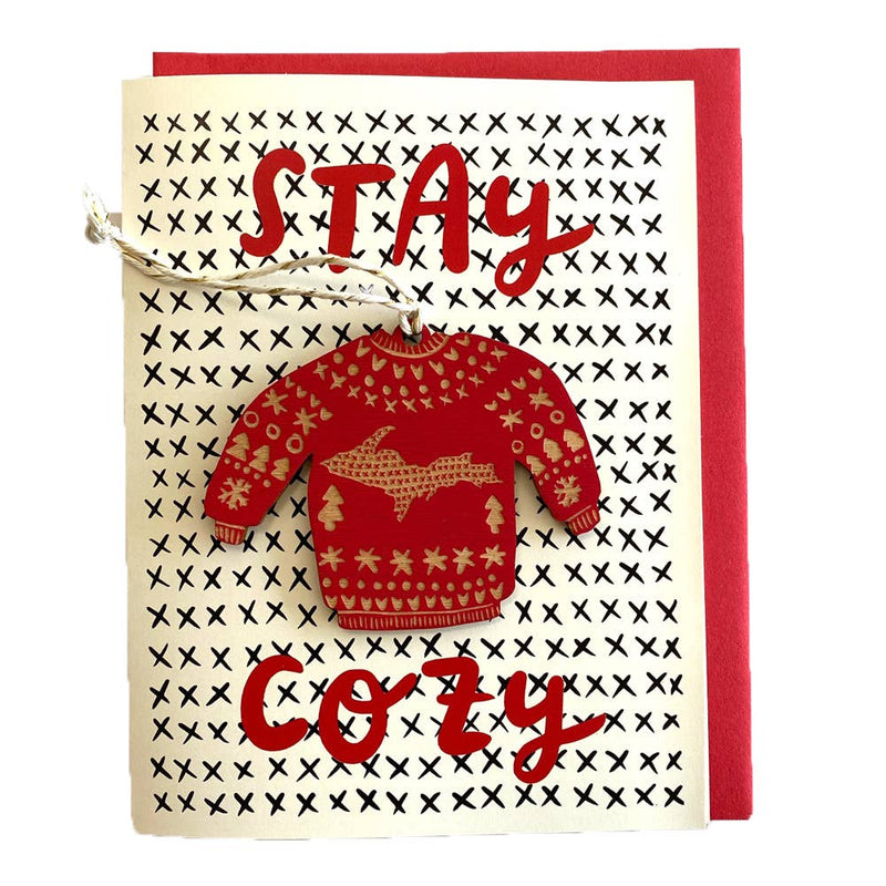 Pic of the Upper Peninsula - Cozy Sweater Ornament w/Card""