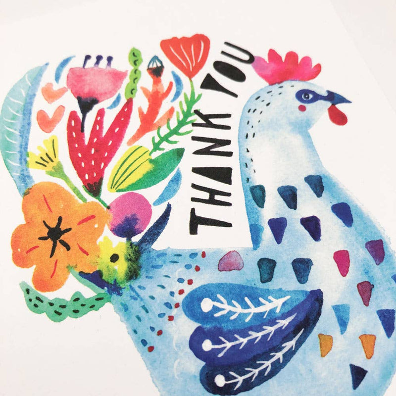 Blue Rooster Thank You Greeting Card