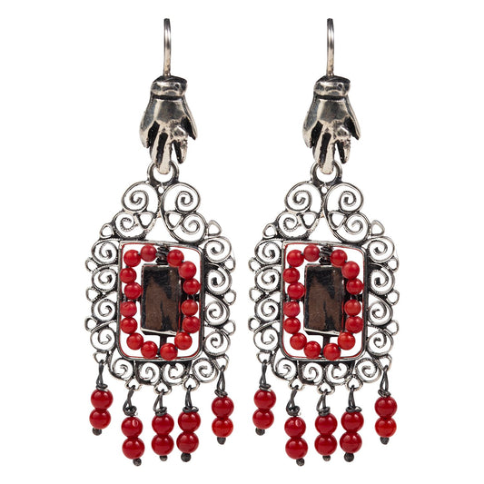 Sterling Silver Filigree Earrings with Mirror