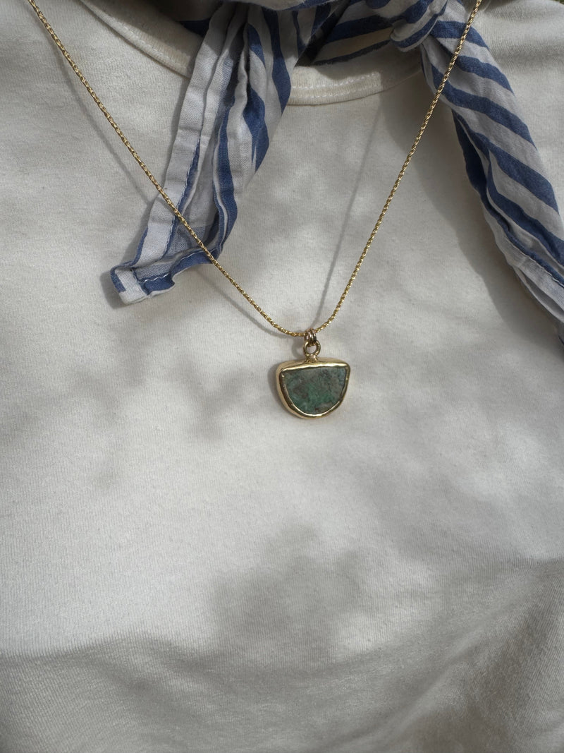 CHRYSOCOLLA NECKLACE / BRONZE & GOLD-FILL #2