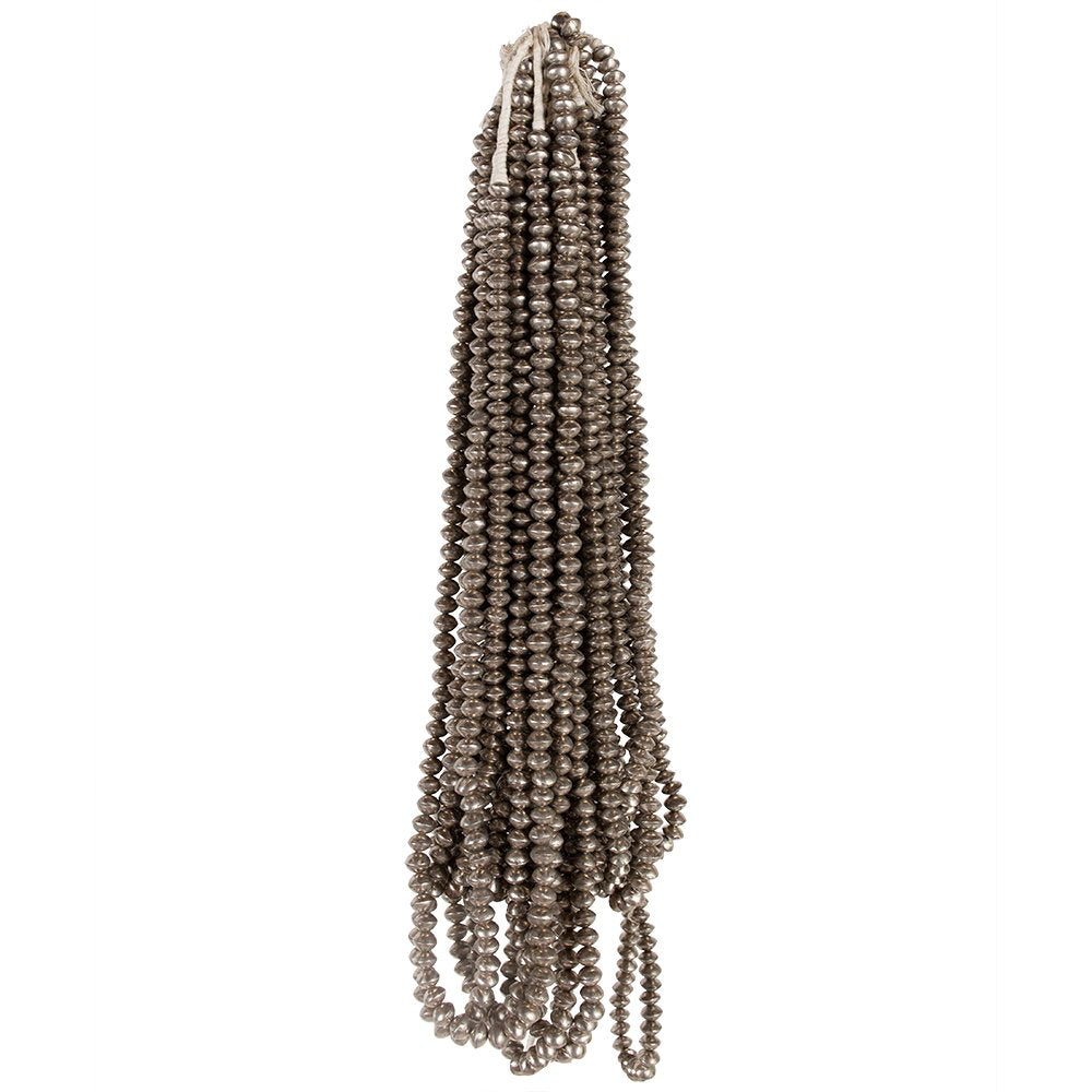 Strands of round silver beads