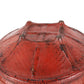 Round red offering basket with lid, close up
