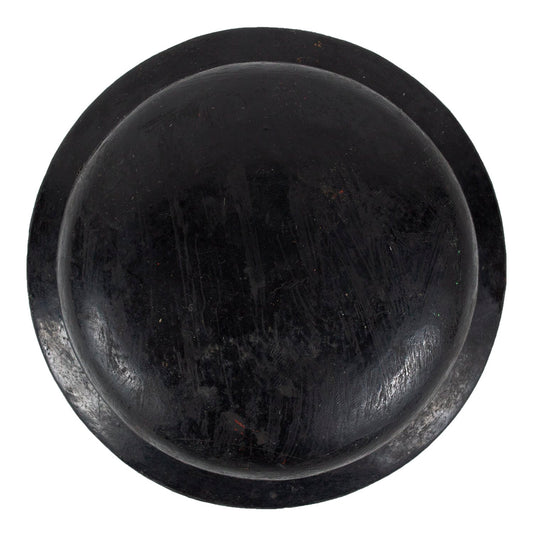 Round black lacquerware offering basket with lid, top view