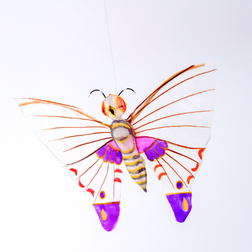 Colorful butterfly-shaped kite on a white background