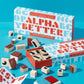 Alpha Better stamp set with packaging on a blue background
