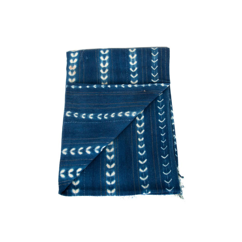 African Baule Cloth Indigo, Resist Dye Metallic