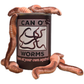 Can of worms with toy worms on a white background