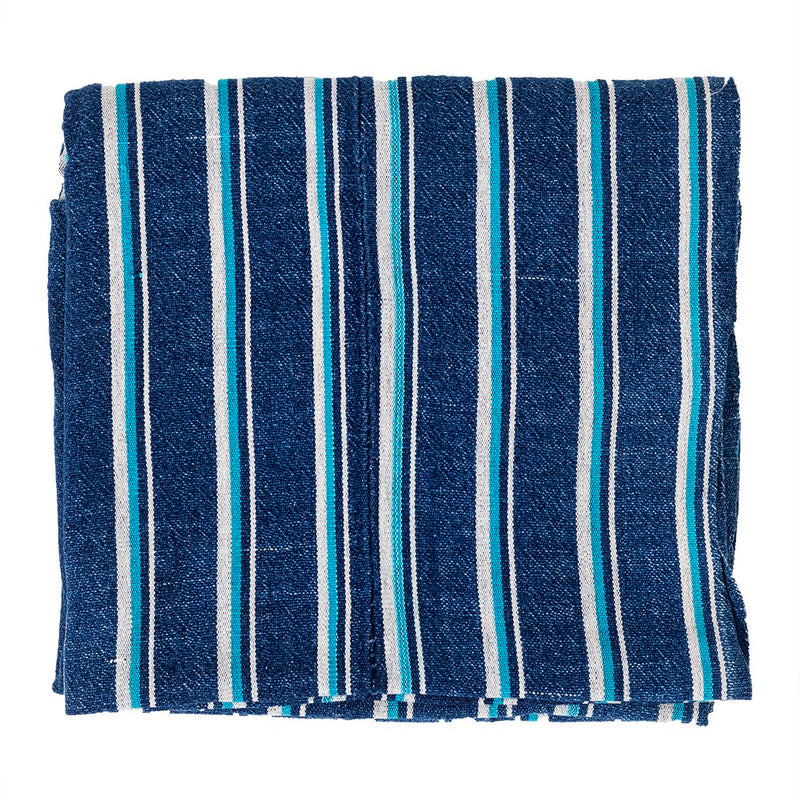 Indigo and light blue striped cloth