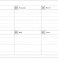 Blank monthly plan calendar with spaces for January to June