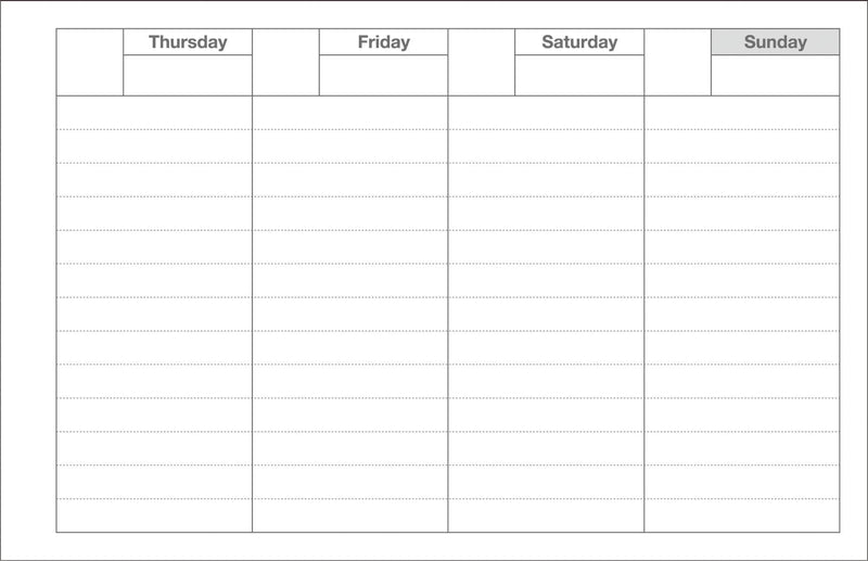Blank weekly planner with days of the week labeled