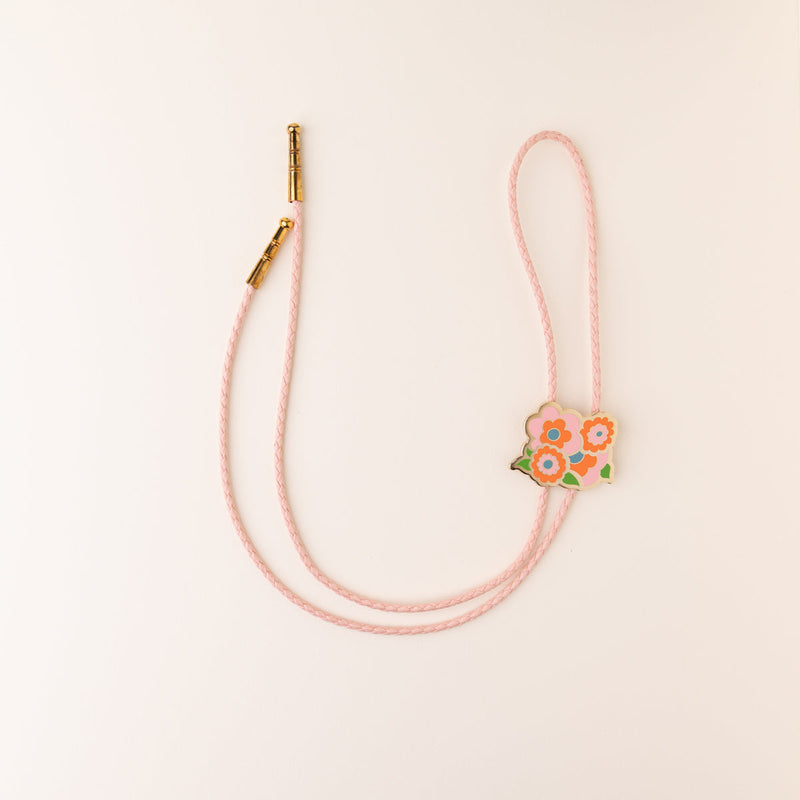 Golden Hearts - Mod Flower Bolo Tie