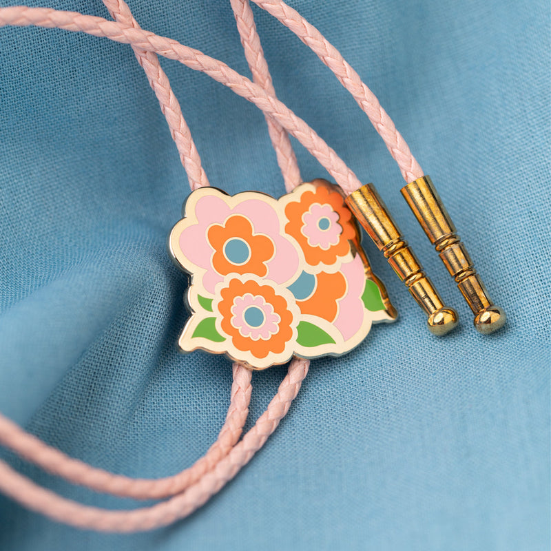 Golden Hearts - Mod Flower Bolo Tie