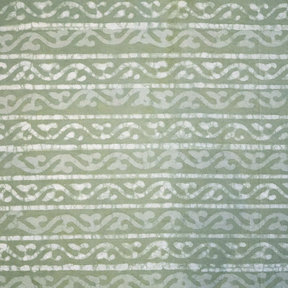 Batik Fabric, Green with Cream/Yellow Patterns
