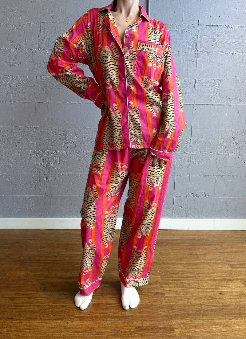 Tiger Pajama Set, Orange & Pink