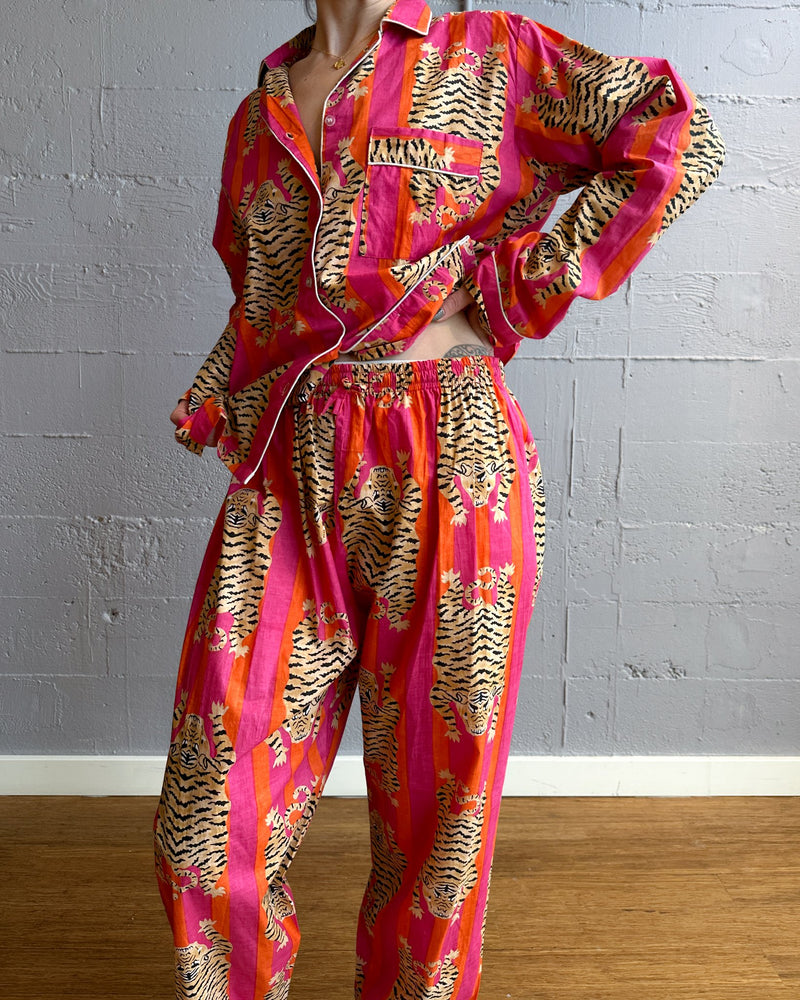 Tiger Pajama Set, Orange & Pink