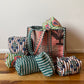 Quilted Pouches, Green stripe