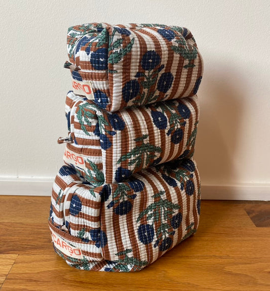 Quilted Pouches, Stripe + Flower