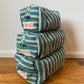 Quilted Pouches, Green stripe