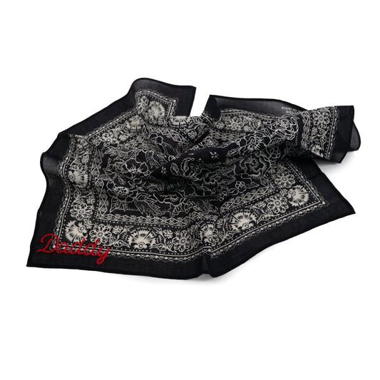 Daddy Embroidered  Bandana, Black/Red