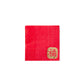 Red napkin with a gold emblem on a white background