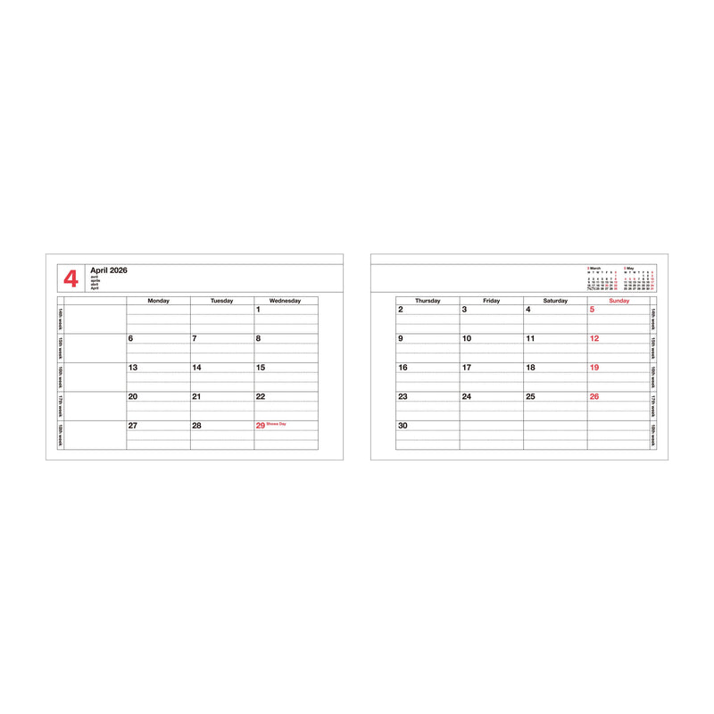 Two calendar pages for April 2020 on a white background