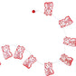 A red and white paper garland featuring cat shapes and decorative elements, displayed against a white background.