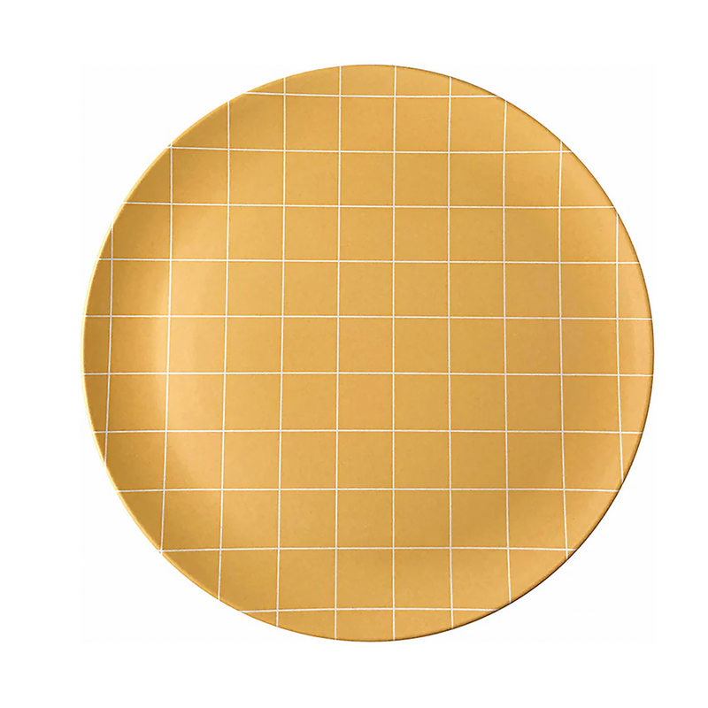 Bamboo Dinner Plate - Orange Grid