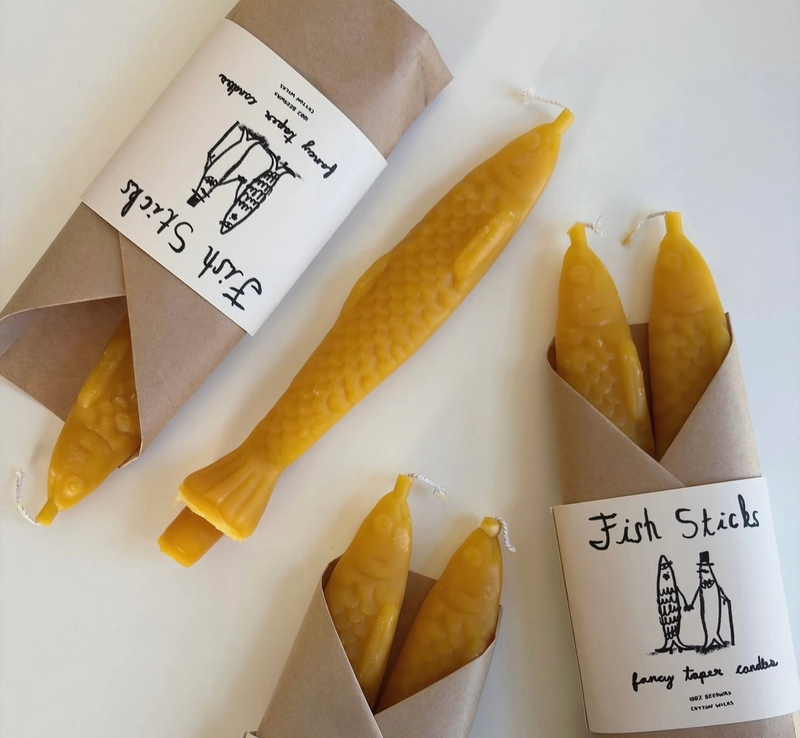 Fish Stick Beeswax Taper Candles