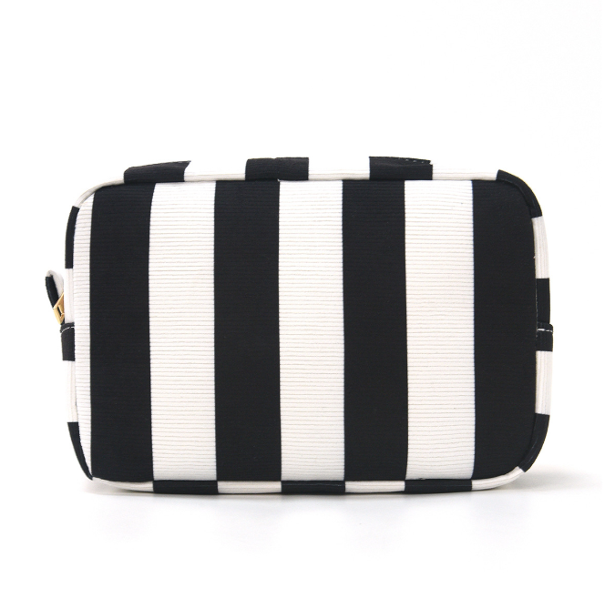 Striped Grosgrain Zipper Pouch