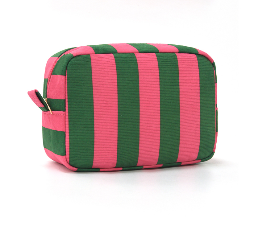 Striped Grosgrain Zipper Pouch