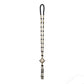 Necklace with silver beads, round black glass beads, and a diamond shaped pendant