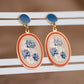 Floral Oval Earrings with Crush Press