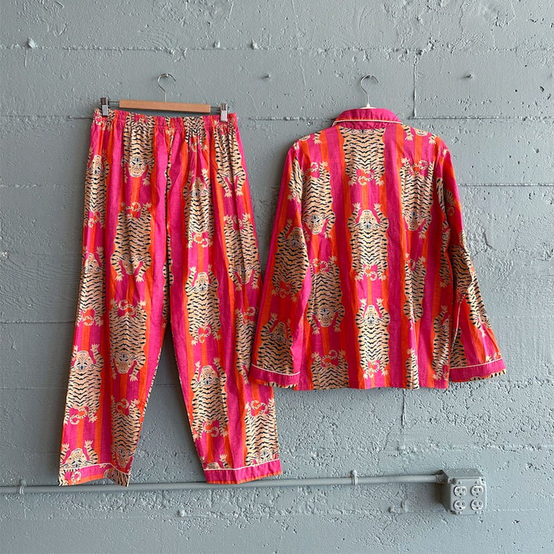 Tiger Pajama Set, Orange & Pink