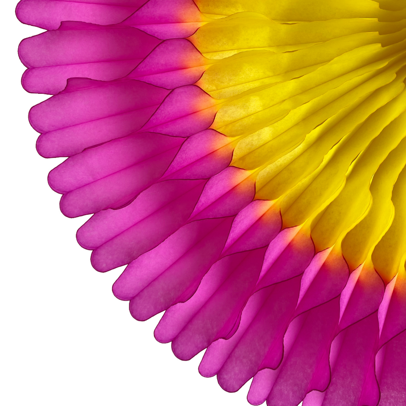 Tissue Fan Decoration, Yellow/Cerise