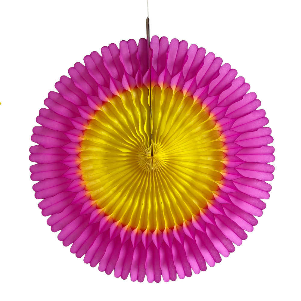 Tissue Fan Decoration, Yellow/Cerise