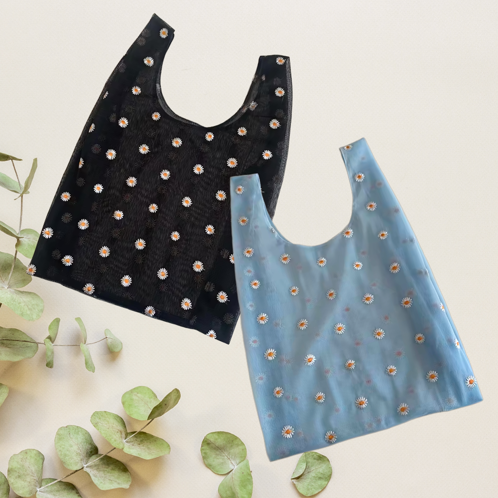 Daisy Flower Mesh Totes