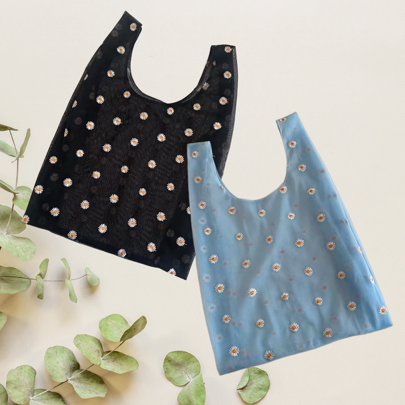 Daisy Flower Mesh Totes