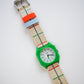 Wristwatch with a colorful strap on a white background