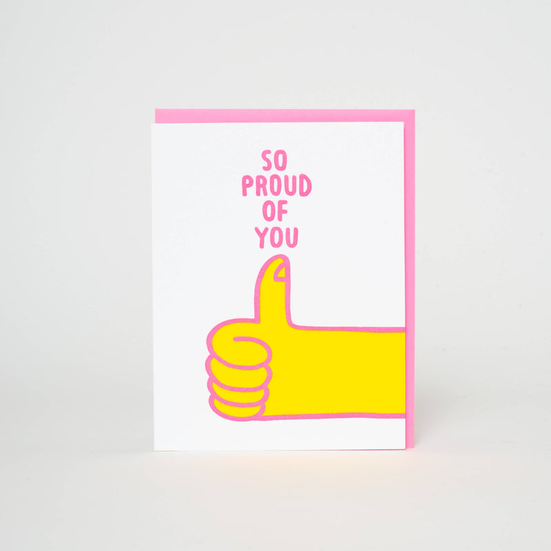 Proud Of You Thumbs Up Letterpress Greeting Card