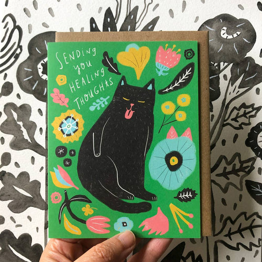 Kitty Sending You Healing Thoughts Get Well Greeting Card