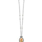Forever Sweet Victorian Oval Bow Frame Necklace: Long Silver Chain