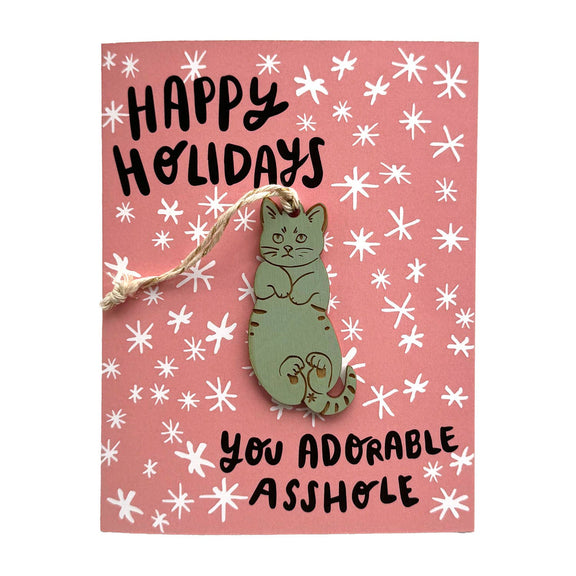 Pic of the Happy Holidays You Adorable A-hole - Cat Ornament w/Card""
