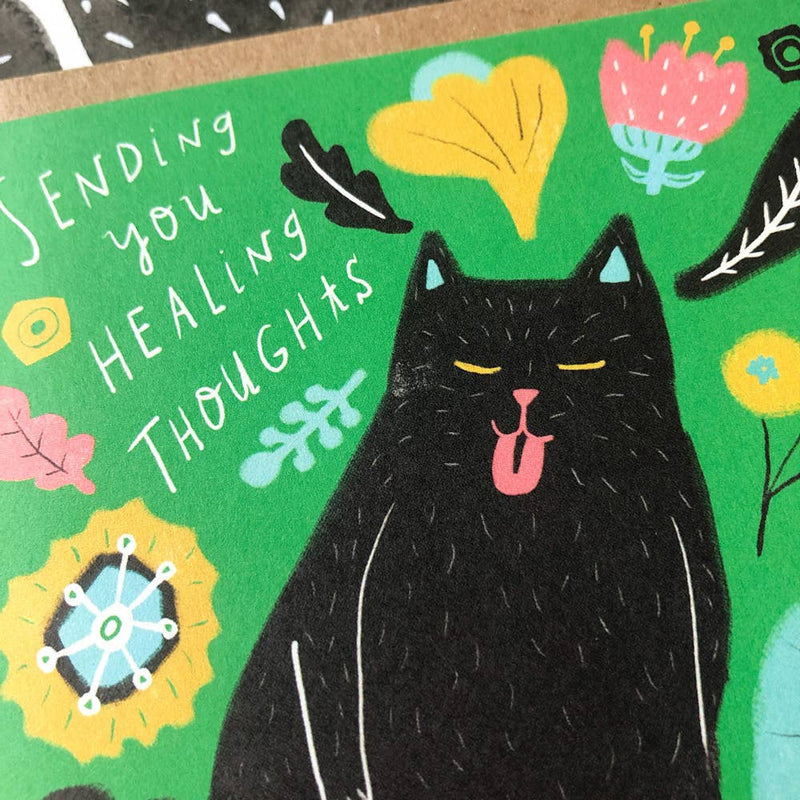 Kitty Sending You Healing Thoughts Get Well Greeting Card