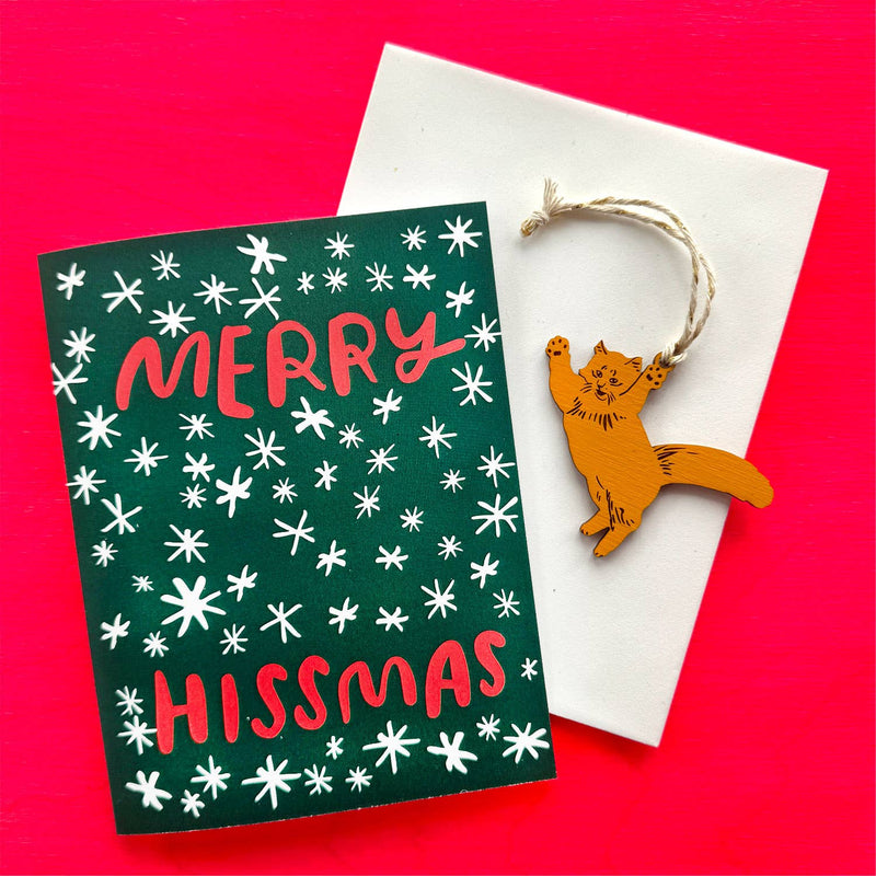 Merry Hissmas - Cat Ornament w/Card